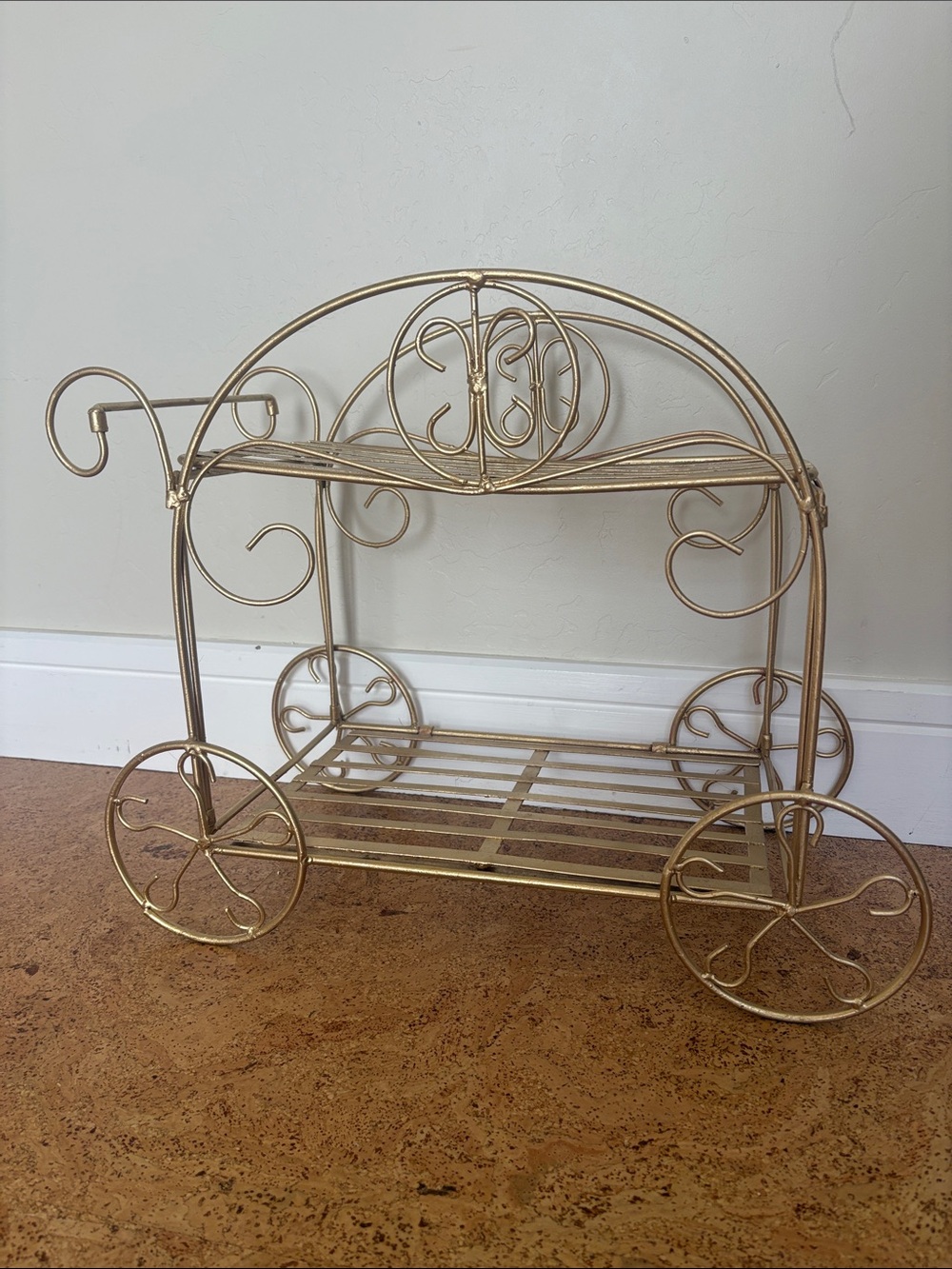 Vintage Princess Coach metal painted Gold Metal plant or shoe stand